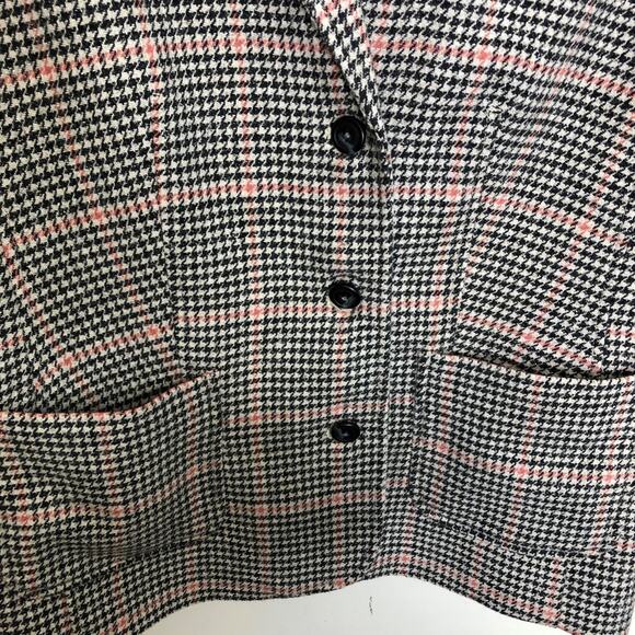 L.L. Bean Blazer Wool Silk Houndstooth Plaid Button Front Double Pockets XL - Picture 8 of 10